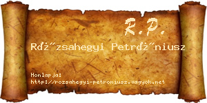 Rózsahegyi Petróniusz névjegykártya